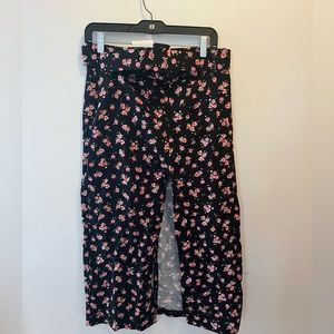 Womens Zara maxi skirt - floral print -belt - xl- NEW -never worn